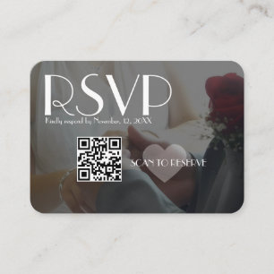 RSVP Schwarzer Foto Herz QR-Code Hochzeit Begleitkarte