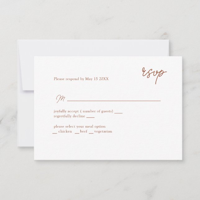 RSVP scripté en terre cuite MInimally (Devant)