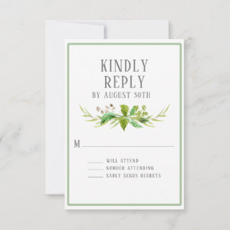 RSVP Simple Eucalyptus Feuilles Graines Verdure He