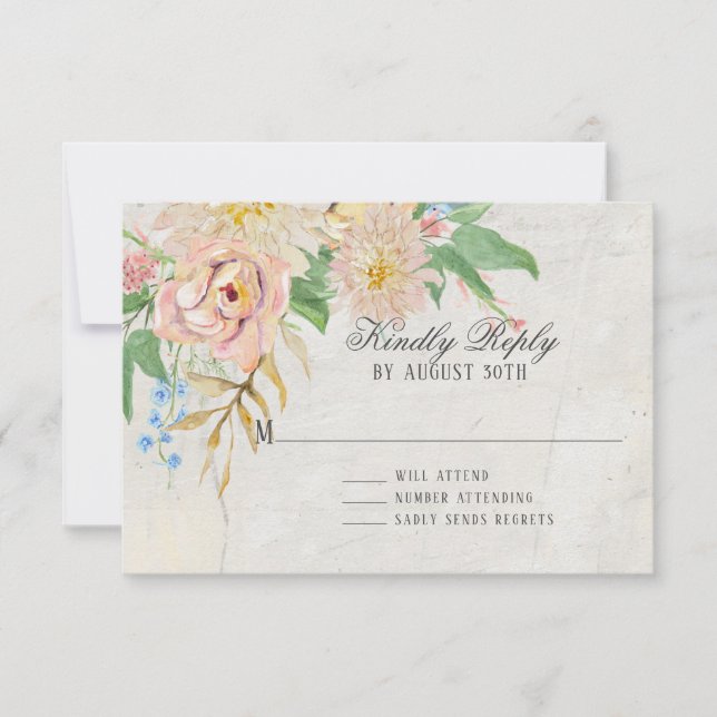 RSVP simple feuille d'eucalyptus Rose floral marbr (Devant)