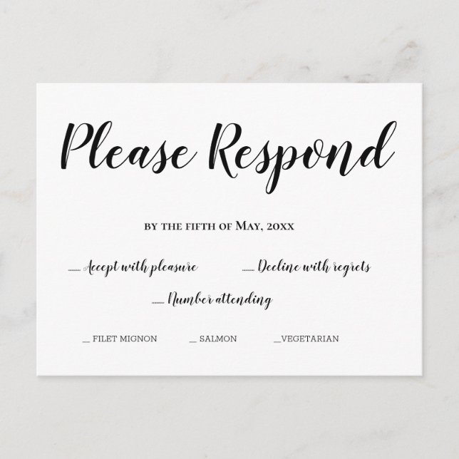 RSVP Simple Veuillez Répondre à la carte Mariage (Devant)