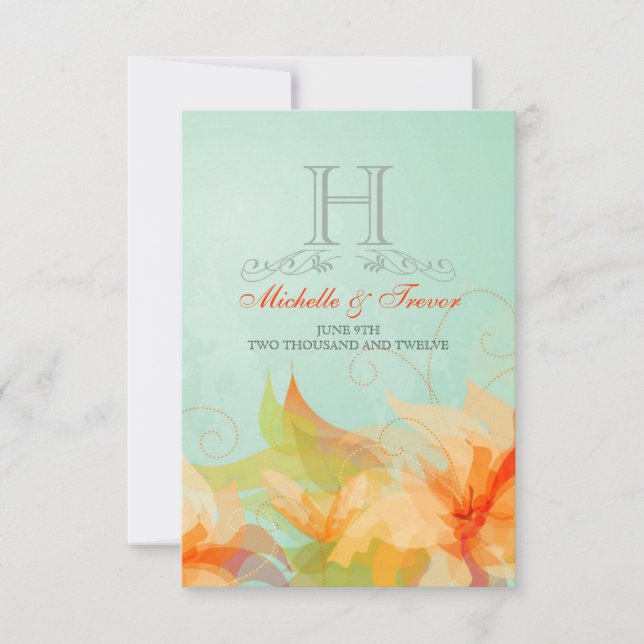 RSVP - Stylish Floral Abstrait Wedding Invitations (Devant)
