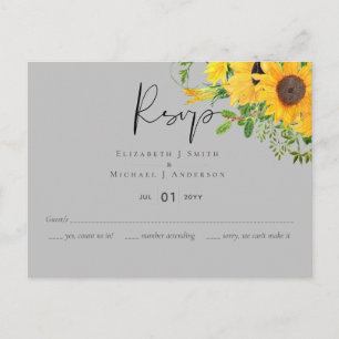 RSVP Sunflower gris jaune avec options de menu
