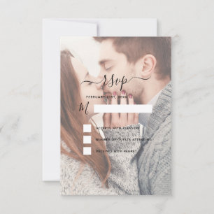 RSVP Transparent Foto Hochzeit und Typografie Einladung