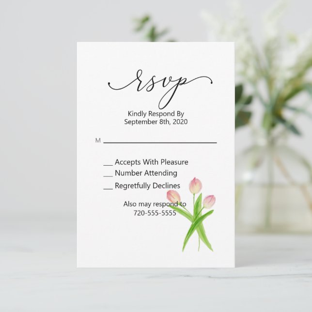 RSVP Tulipe rose Aquarelle Florale (Debout devant)