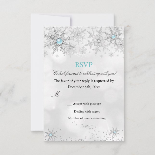 RSVP Turquoise Blue Winter Wonderland Anniversaire (Devant)