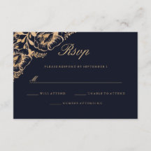 RSVP (Vintag Gold Navy Floral Wedding)