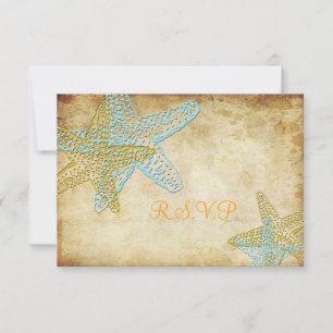 RSVP VINTAGE BLAU STARFISH HOCHZEITSEINLADUNGEN KARTE