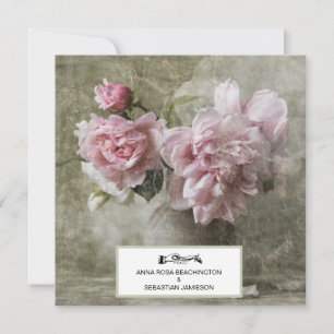 *~* RSVP Vintage Kunst Pfingstrosen Floral AR23 QR Einladung