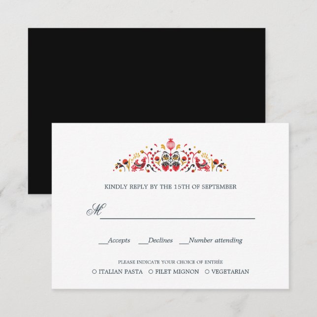 RSVP - WAHL DER russischen Folk Art WEDING Karte (Vorne/Hinten)