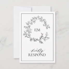 RSVP-Wappen für die Hochzeitskarte mit weißem schw RSVP Karte