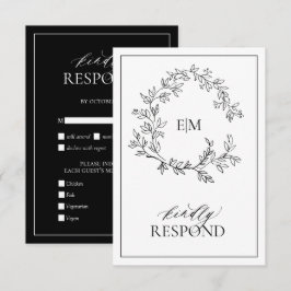 RSVP-Wappen für die Hochzeitskarte mit weißem schw RSVP Karte