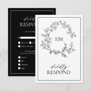 RSVP-Wappen für die Hochzeitskarte mit weißem schw RSVP Karte