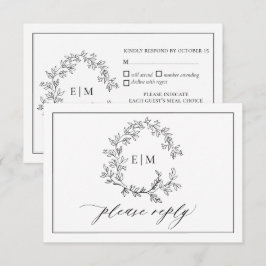 RSVP-Wappen für die Hochzeitskarte mit weißem schw RSVP Karte