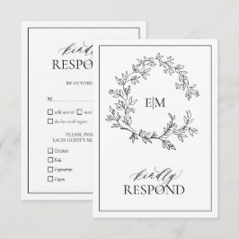 RSVP-Wappen für die Hochzeitskarte mit weißem schw RSVP Karte