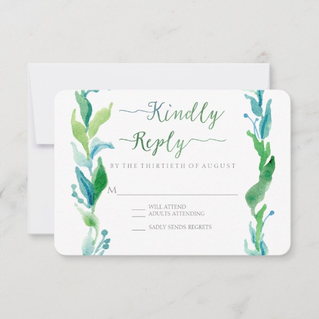 RSVP Watercolor Laurel Eucalyptus Leaf Wirath Art (Devant)