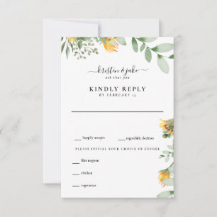 RSVP (Watercolor Sunflower & Foliage Wedage) Karte