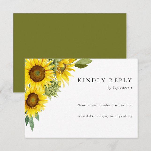 RSVP-Website für Hochzeitssonnenwetterblumen RSVP Karte (Vorne/Hinten)