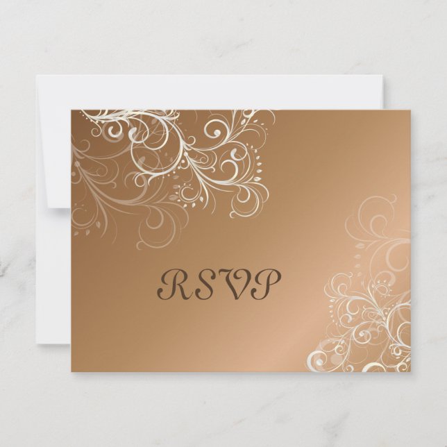 RSVPs für Kupfer/Perl-Wirbel erfordern 12x18-Einla RSVP Karte (Vorderseite)