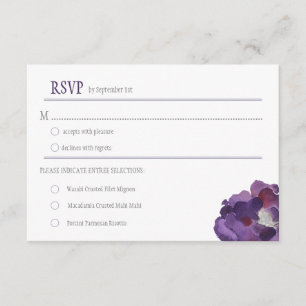 RSVPs für lila und Silberfarben-Blume RSVP Karte