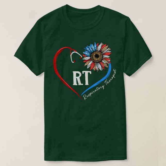 RT Respiratory Therapist Sunflower Stethoscope Hea T-Shirt (Design vorne)