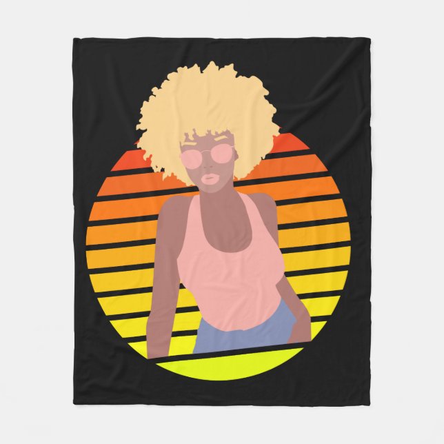 RTRO AFRO QUEEN - AFRO AMERIKANISCHE QUEEN FLEECEDECKE (Vorderseite)