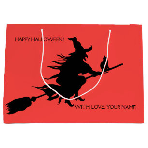 RTRO SILHOUETTE HALLOWEWITCH AUF BROOM GIFT BAG GROßE GESCHENKTÜTE