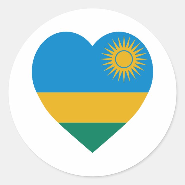 Ruanda Flag Heart Runder Aufkleber (Vorderseite)