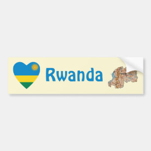 Ruanda Flag Herz + Karte Autoaufkleber