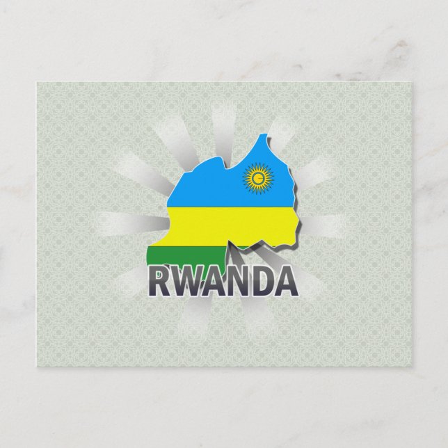 Ruanda Flag Map 2.0 Postkarte (Vorderseite)