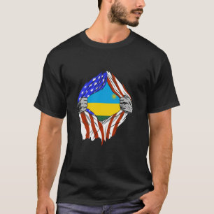 Ruanda-Flagge USA Amerika Ruandischer Stolz Brust T-Shirt