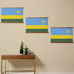 Ruanda-Flagge Wandteppich Mit Holzrahmen