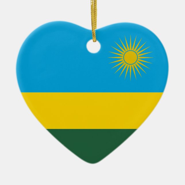 Ruanda-Flaggen-Herz-Verzierung Keramik Ornament (Vorne)
