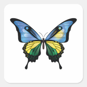 Ruanda Frack Butterfly Flag Quadratischer Aufkleber