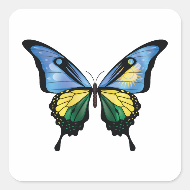 Ruanda Frack Butterfly Flag Quadratischer Aufkleber (Vorderseite)