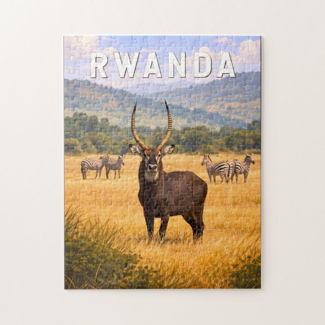 Ruanda Illustration Reise Kunst Vintage (Vertikal)