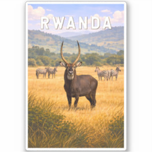 Ruanda Illustration Reise Kunst Vintage Aufkleber