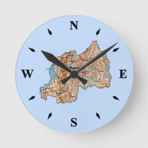 Ruanda Map Clock Runde Wanduhr