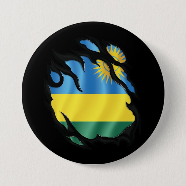 Ruanda Ripped Flag Button (Vorderseite)