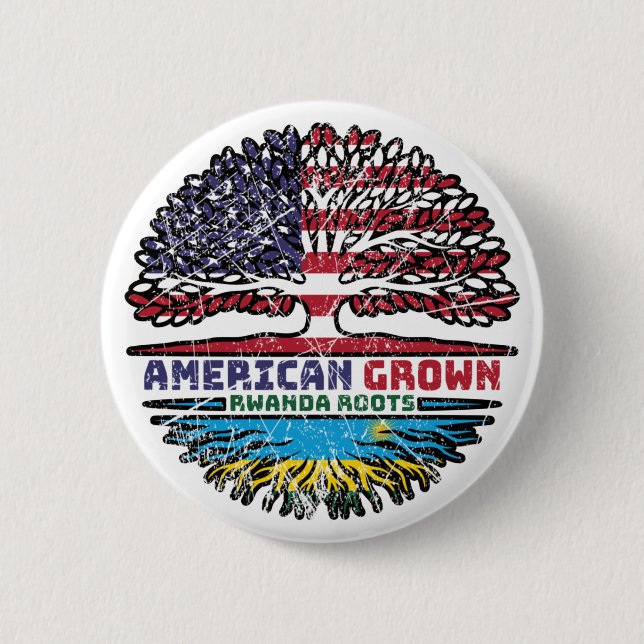 Ruanda Ruanda - Amerikanische Tree Roots Flag Button (Vorderseite)