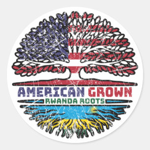 Ruanda Ruanda - Amerikanische Tree Roots Flag Runder Aufkleber