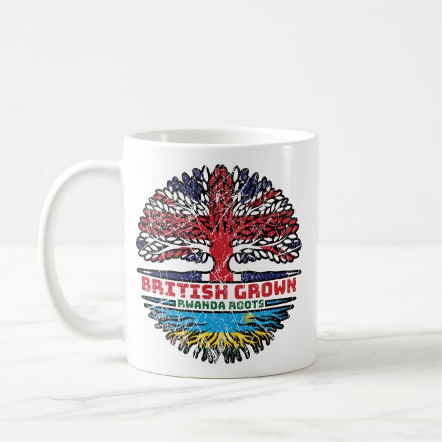 Ruanda Ruanda Britisch-UK Tree Roots Flag Kaffeetasse (Links)