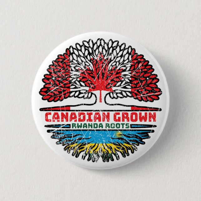 Ruanda Ruanda Kanadischer Tree Roots Flag Button (Vorderseite)