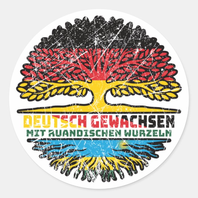 Ruanda Ruandisch Deutsch Deutschland Baum Wurzel Runder Aufkleber (Vorderseite)