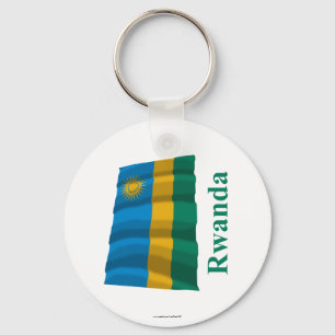 Ruanda Wave Flag mit Namen Schlüsselanhänger