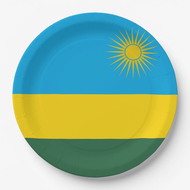 Ruandische Flagge (Ruanda) (afrikanisches Land) Pappteller (Vorderseite)
