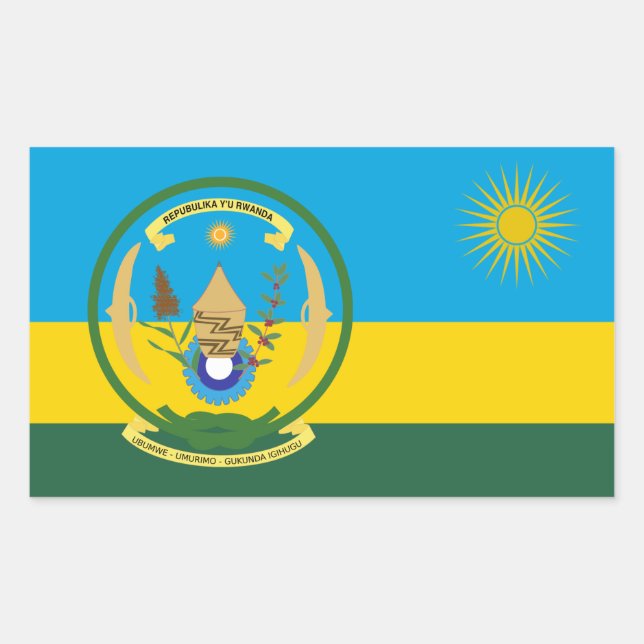 Ruandische Flagge & Siegel, Flagge Ruandas Rechteckiger Aufkleber (Vorderseite)