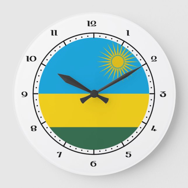Ruandische/ruandische Fahnenuhren Große Wanduhr (Vorderseite)