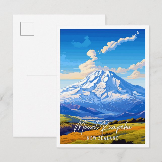 Ruapehu Neuseeländische Jahrgangsreise Postkarte (Vorne/Hinten)