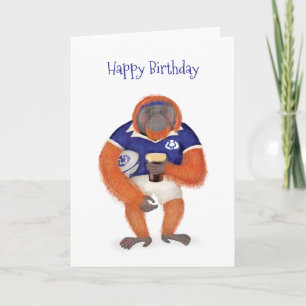 Ruaridh rugby orangoutan carte d'anniversaire
